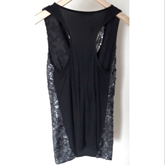 ISAL BED OLLËN. Sequin Sleeveless Designer Top. Silver. Size S - Picture 6 of 16
